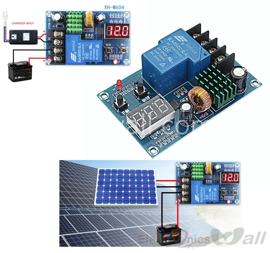 Picture of XH-M604 18650 Lithium Battery Charging Control Board DC 6-60V Li-ion Lead Acid Battery Charge Protection 12V Digital Voltmeter (Multicolor)