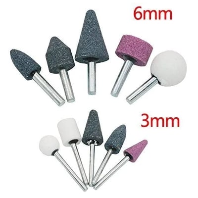 Picture of Mounted Stone Rotary Grinding Wheels 10 Pcs Set Shank Abrasive Aluminum oxide PVC Packing Ceramic Grinding Stone Bit (10 Pcs) (Multicolor)