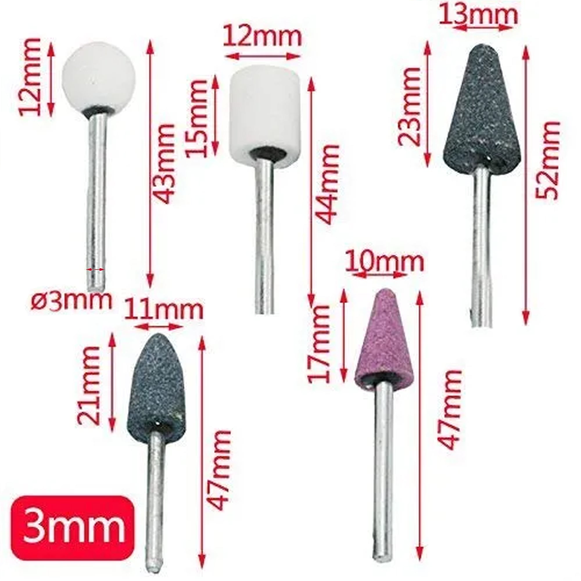 Picture of Mounted Stone Rotary Grinding Wheels 10 Pcs Set Shank Abrasive Aluminum oxide PVC Packing Ceramic Grinding Stone Bit (10 Pcs) (Multicolor)