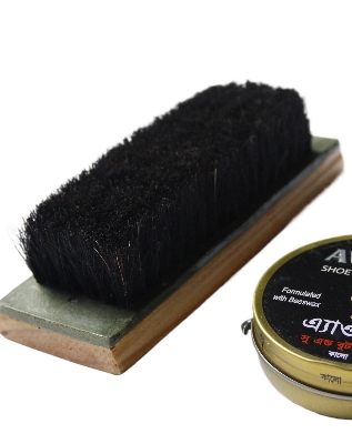 Picture of Cow Hair Shoe Brush- Shoe Shine Brush - Shoes Brush for Cleaning / Polishing 1 Pcs