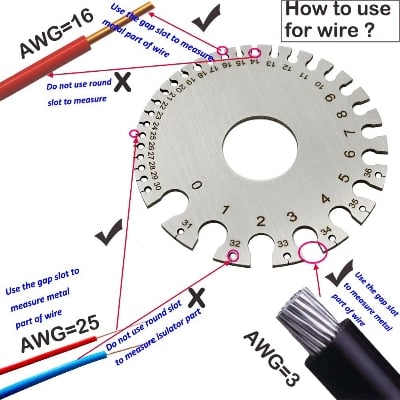 Picture of Round Thickness Wire Gauge Diameter Measurement Instrument Hand Tools (Silver)