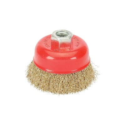 Picture of 3 inch Shank M10 Crimped Brass Wire Cup Brush For Removing Rust Paint as Well as Polishing (Multicolor)