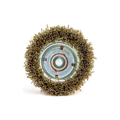 Picture of 3 inch Shank M10 Crimped Brass Wire Cup Brush For Removing Rust Paint as Well as Polishing (Multicolor)