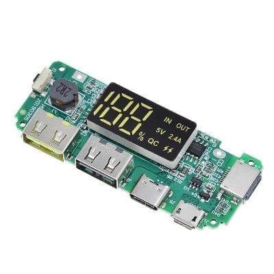 Picture of Power Bank First Charging Circuit Type C Micro Lightning USB Supported Dual Output 5V 2.4A LED Display First Charging Circuit Module - Power Bank - power bank circuit (Multicolor)