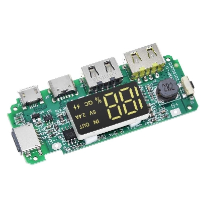 Picture of Power Bank First Charging Circuit Type C Micro Lightning USB Supported Dual Output 5V 2.4A LED Display First Charging Circuit Module - Power Bank - power bank circuit (Multicolor)