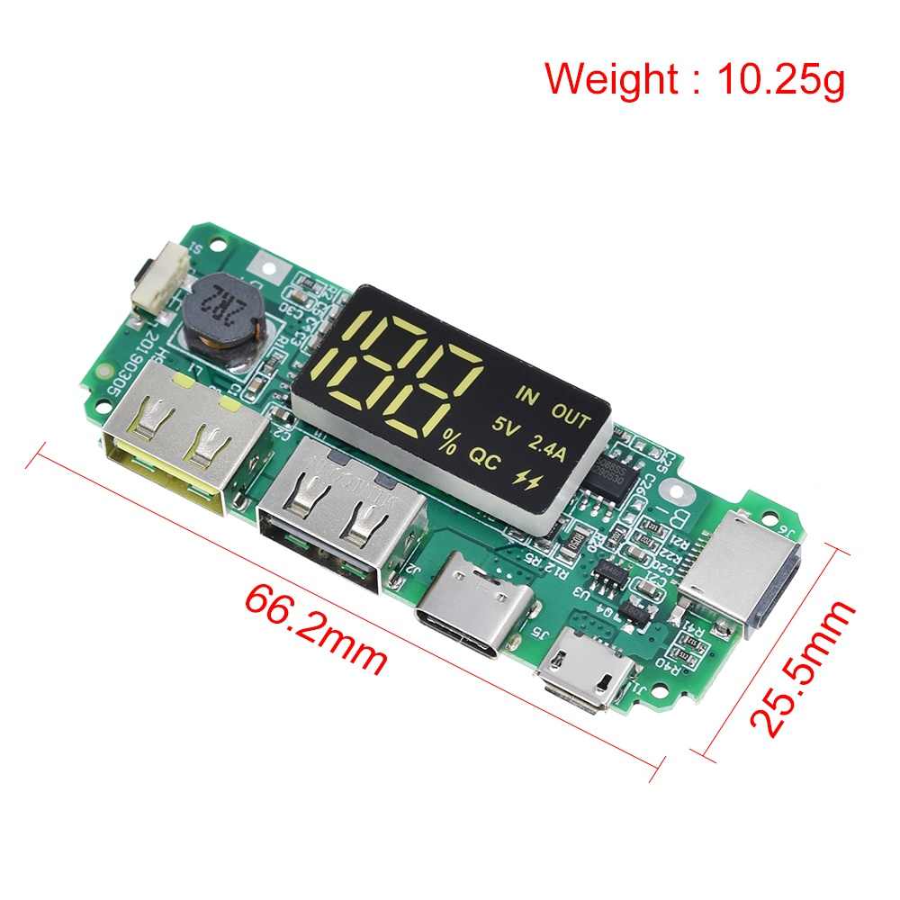 Picture of Power Bank First Charging Circuit Type C Micro Lightning USB Supported Dual Output 5V 2.4A LED Display First Charging Circuit Module - Power Bank - power bank circuit (Multicolor)
