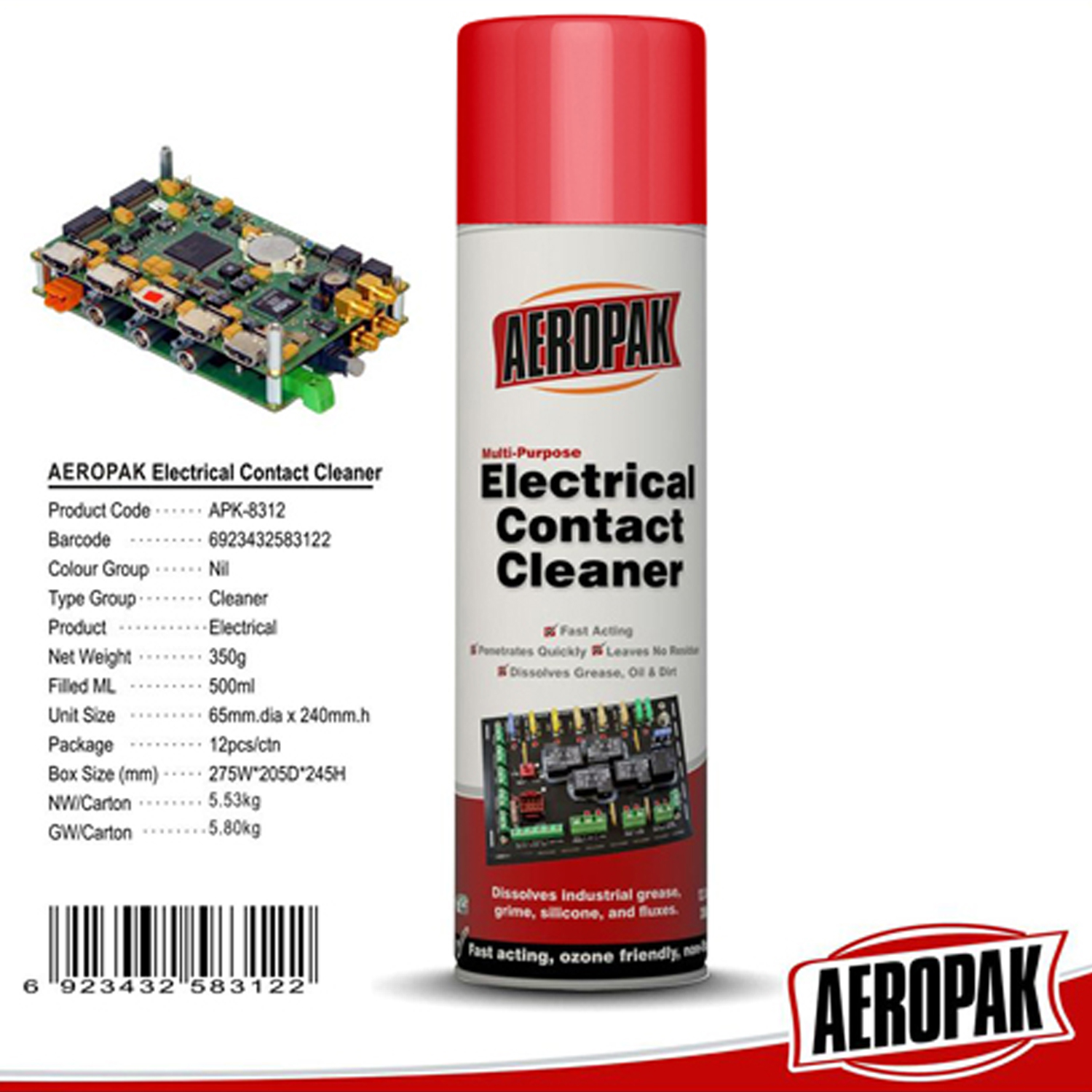 Picture of Electrical Contact Cleaner For DIY Multi Purpose Circuit Cleaning Spray 500ml / 350g (Multicolor)