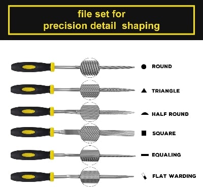 Picture of 6 Piece Needle File Set High Carbon Steel Precision Hand Metal File Kit DIY Tools (Multicolor)
