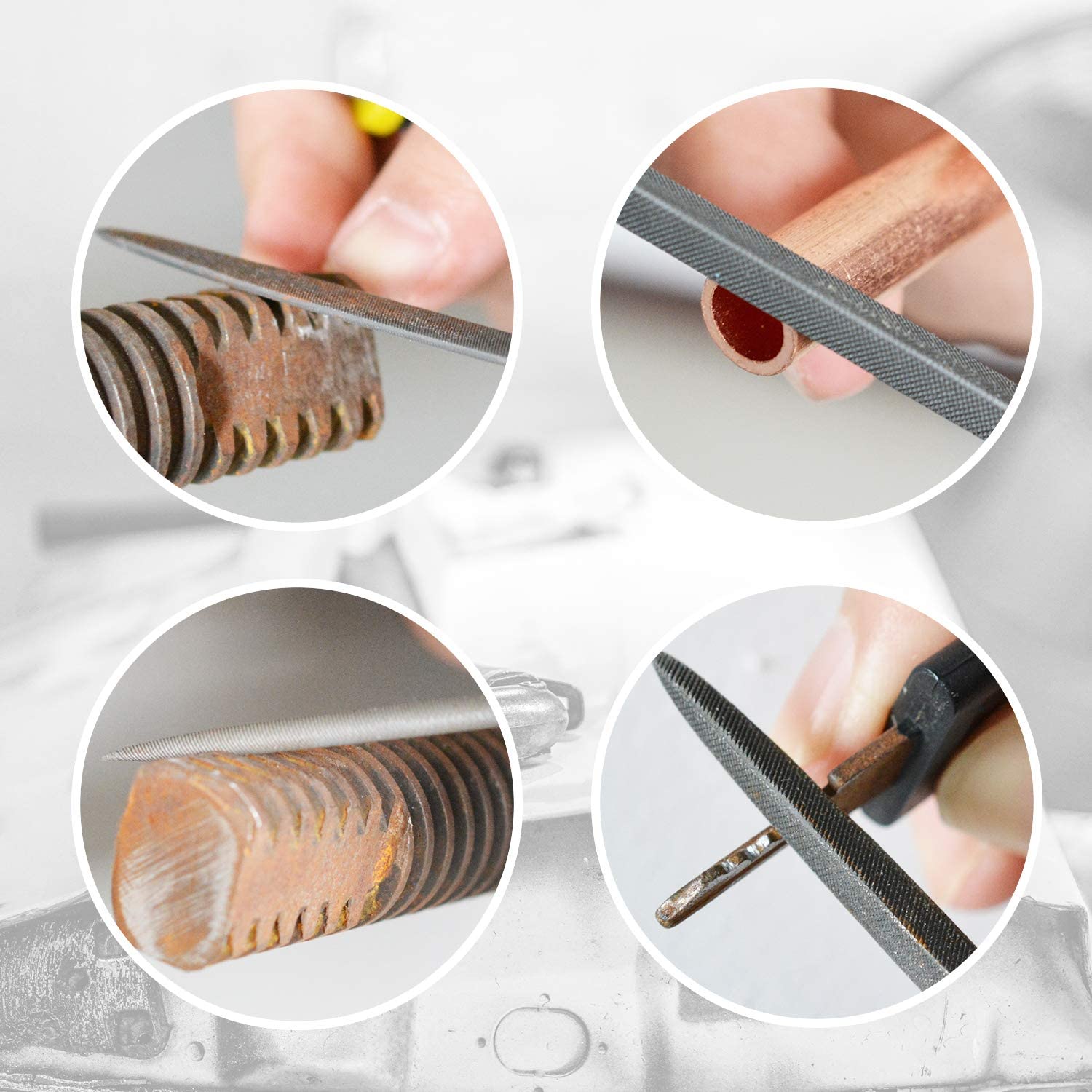 Picture of 6 Piece Needle File Set High Carbon Steel Precision Hand Metal File Kit DIY Tools (Multicolor)