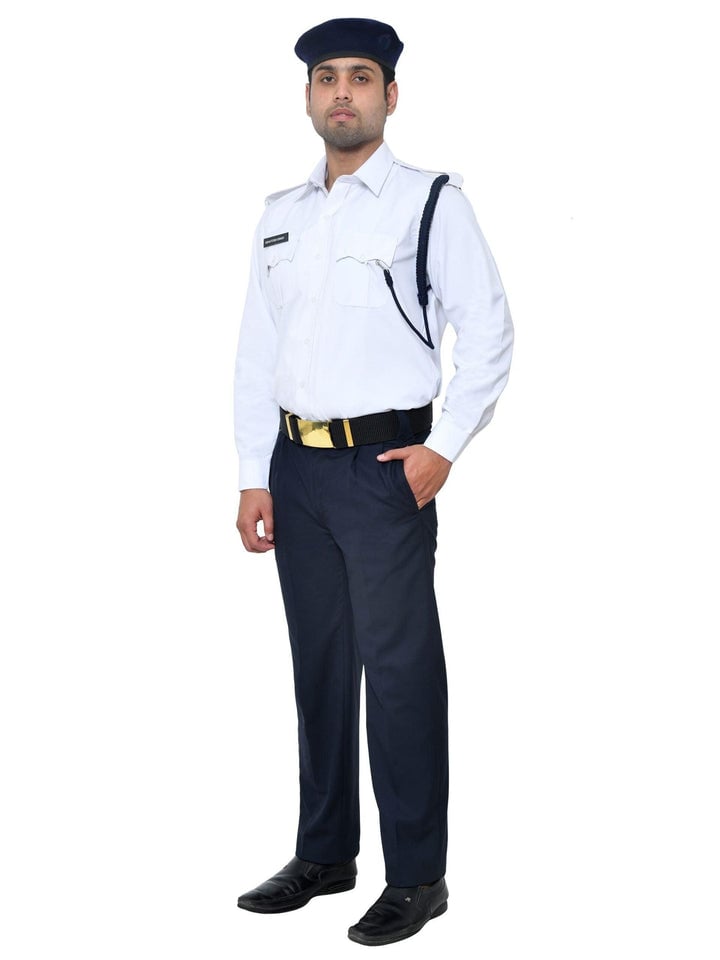 Picture of Security Guard Dress - Guard Dress white Full set - Pant, Shirt , Belt , Cap , Bach, Solder , Lanyard