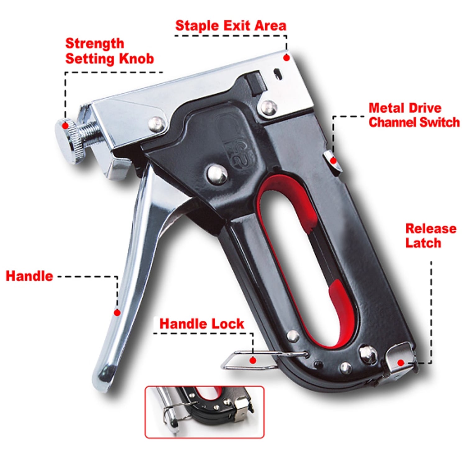 Picture of Heavy-Duty Staple Gun Three Purpose Nail Gun Hand Nail Holder, U-Shaped T-Shaped D-Shaped Staples, Easy to Carry and Adjustable (Staple Nail Gun)