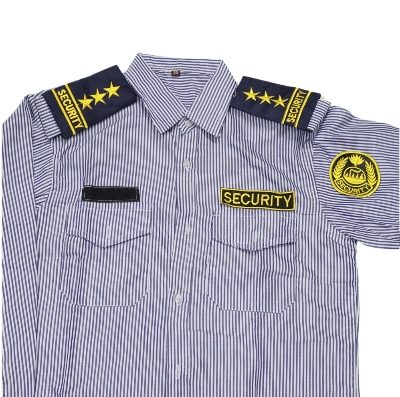 Picture of Men Formal Stripe Cotton Security Guard Shirt - Security Staff-Men's Security Guard uniforms for Guards with bach, solder, logo