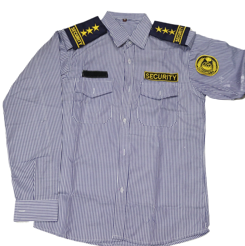 Picture of Men Formal Stripe Cotton Security Guard Shirt - Security Staff-Men's Security Guard uniforms for Guards with bach, solder, logo