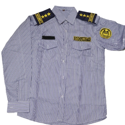 Picture of Men Formal Stripe Cotton Security Guard Shirt - Security Staff-Men's Security Guard uniforms for Guards with bach, solder, logo