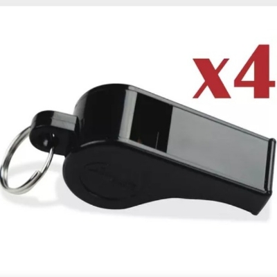 Picture of Black Plastic Whistle with Lanyard-Plastic Wonder Whistle for Referees Coaches Lifeguards Survival Emergency Football Pea Whistle