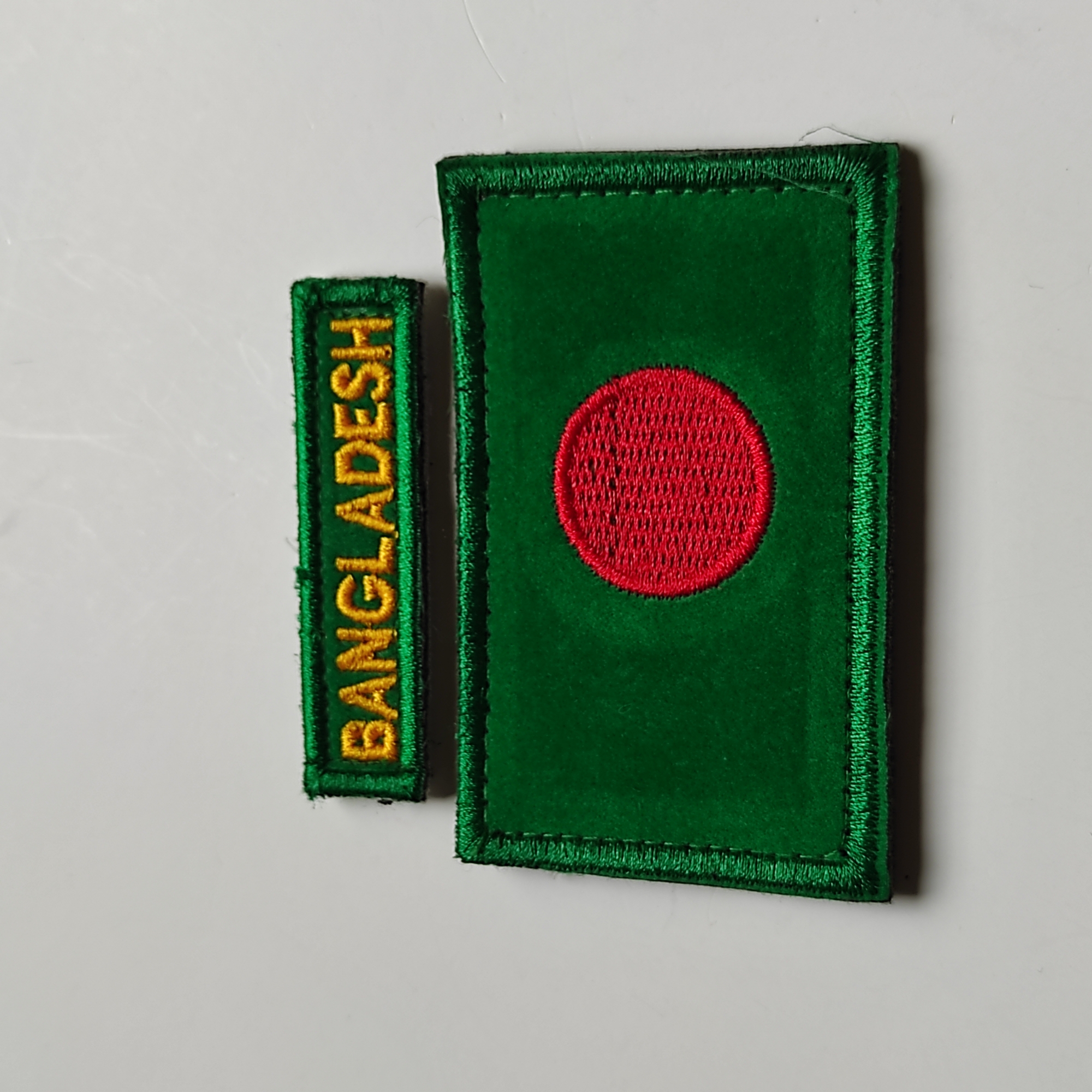Picture of Premium Bangladesh Flag Patch Set – Small Size (3.5x1.8 inch) with Velcro & 2.5 inch Tag
