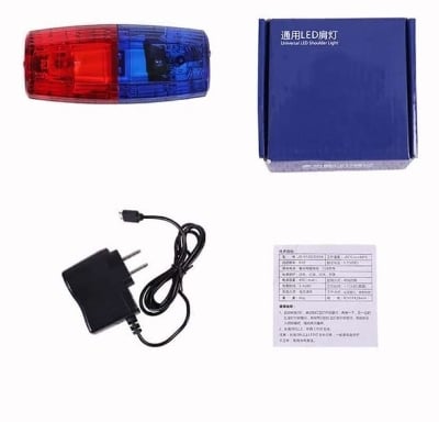 Picture of Red & Blue  blink Light- rechargeable small blink light with charger LED Red Blue -Multifunction Clip Flashing Warning Safety Shoulder light