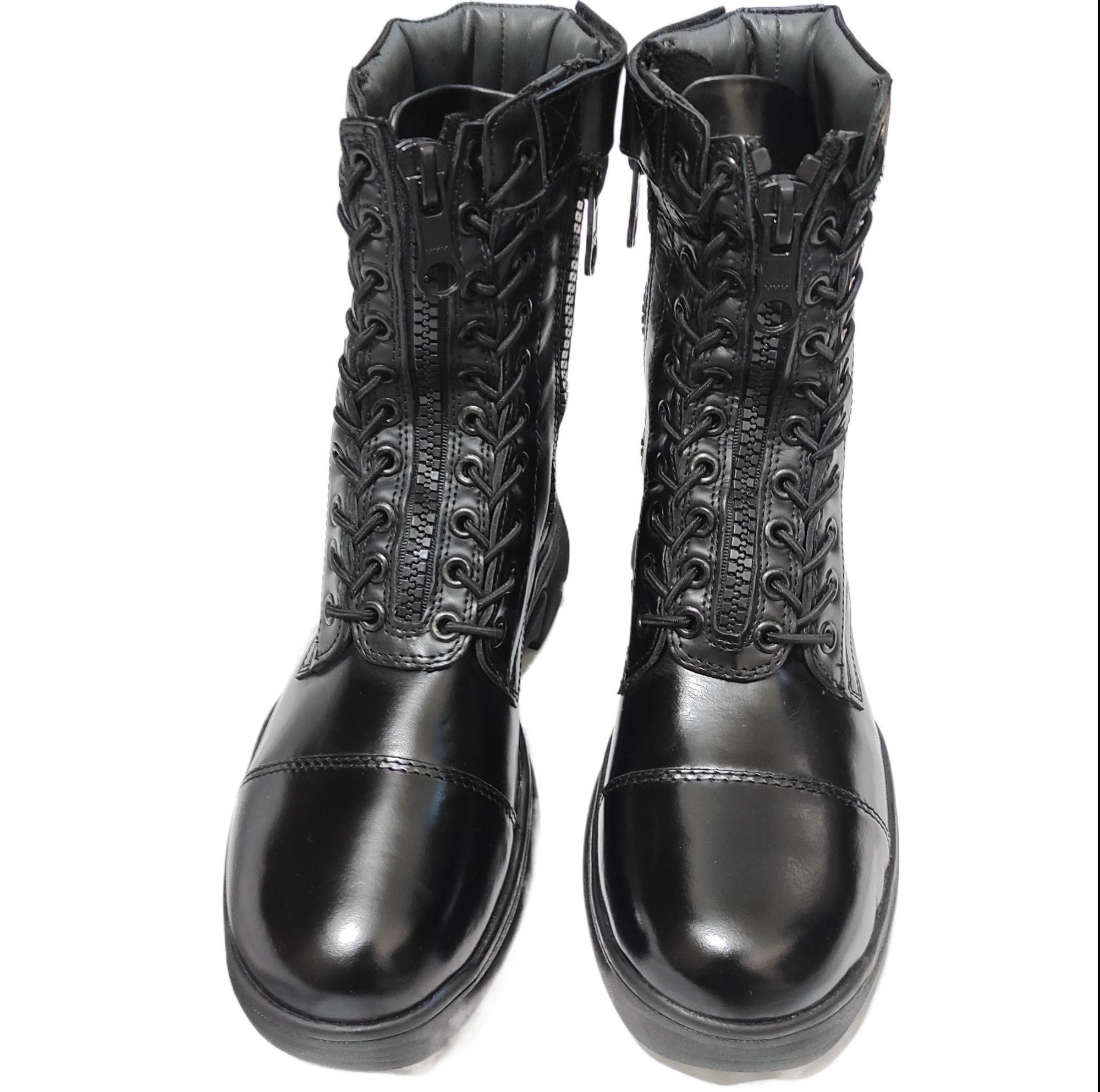 Picture of Heavy-Duty Tactical Combat Boots – High Shine Leather | Lace & Zip Closure Built for Performance. Styled for Impact.