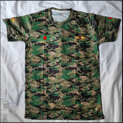 Picture of Bangladesh Ar-my Special Fo-rce Camouflage T-Shirt for Men – Military Camo Combat Tee with Flag Print – Lightweight Quick-Dry Army Style T-Shirt – Outdoor Sportswear for Adventure, Training & Casual Use