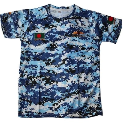 Picture of Bangladesh Air Force Camo Jersey – Blue Digital Camouflage T-Shirt | Special Forces Airborne Edition | Unisex Sportswear & Casual Tee