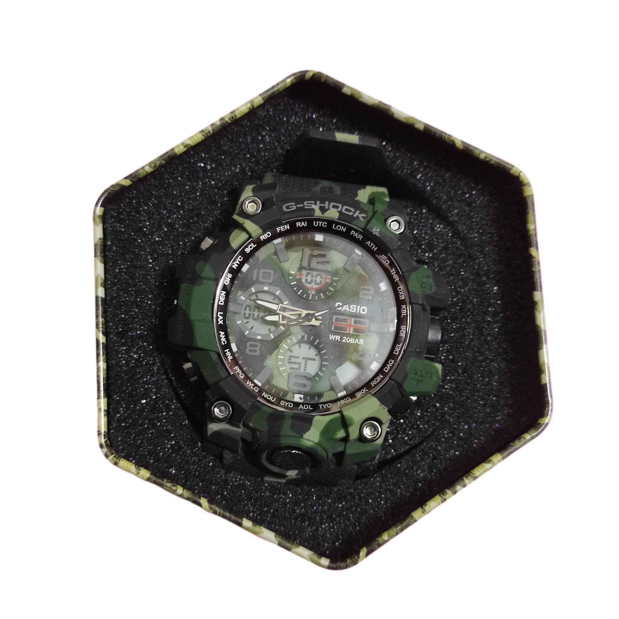 Picture of Military Camouflage G-Shock Style Watch for Men – Water-Resistant & Shockproof Dual Display