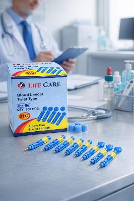 Picture of Life Care 31G Sterile Twist Blood Lancets Premium Single-Use Diabetic Testing Needles (100 PCS Pack)