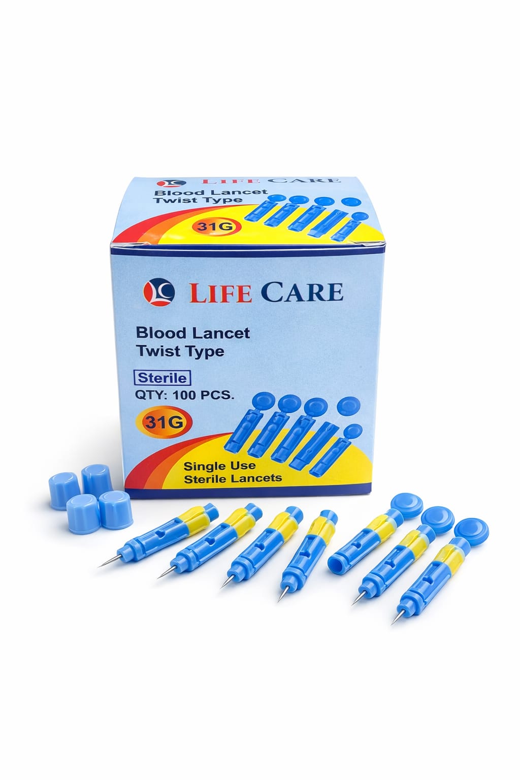 Picture of Life Care 31G Sterile Twist Blood Lancets Premium Single-Use Diabetic Testing Needles (100 PCS Pack)