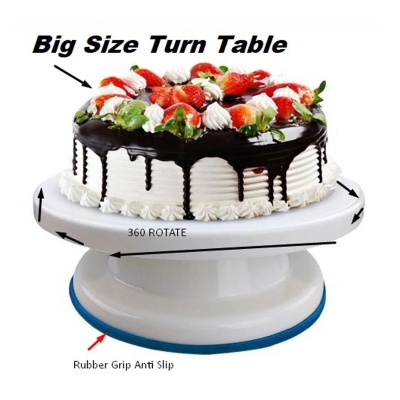 Picture of Big Size Cake Decorating Turn table 360 Rotate -White