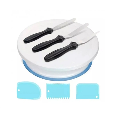 Picture of 7Pcs/Set Cake Rotary Table Set DIY Pastry Accessories Cake Stand Turntable Decorating Baking Tool -Silver