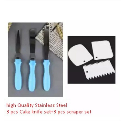 Picture of High Quality Stainless Steel 3 pcs Cake knife set+3 pcs scraper set -Multicolor