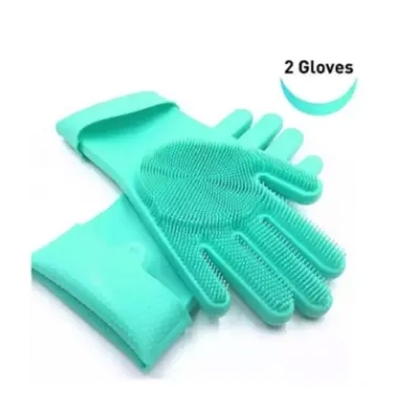 Picture of Reusable Multipurpose Magic Silicone Dishwashing Gloves Wash Scrubber Cleaning Gloves -Grey