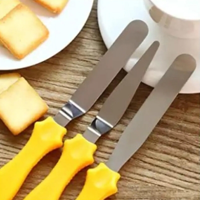 Picture of 3 PCS Butter Knife Stainless Steel Butter Cake Cream Knife Spatula Baking Tool -Multicolor