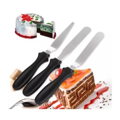 Picture of 3pcs set of Stainless Steel Butter Cake Cream Knife Spatula Smoother Icing Frosting Spreader Fondant Pastry Cake DIY Tools -Multicolor