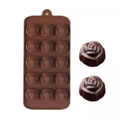 Picture of Rose Mold Silicone 15Cavity Cake Chocolate Cookie Baking Tray Candy Mould -Chocolate