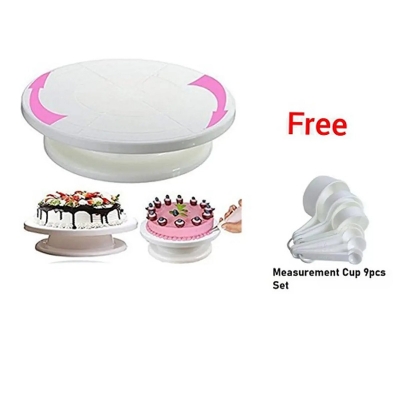 Picture of Cake Decorating Turn Table 28cm - White + = Measerment Cup Set Free Combo -White