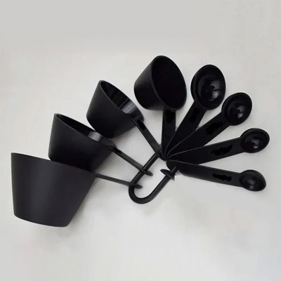 Picture of Professional Measurement Cup and Spoon Set Kitchen Baking Tools 8 piece set - Black -Black