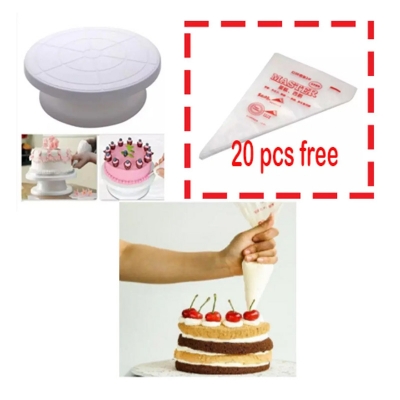 Picture of (2pcs set) Cake Turn Table+20 pcs cake poly free -White