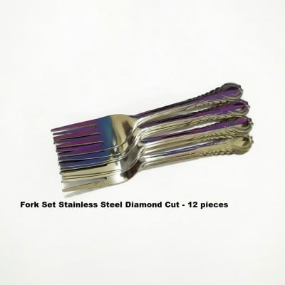 Picture of Fork Set Stainless Steel Diamond Cut - 12 pieces -Silver