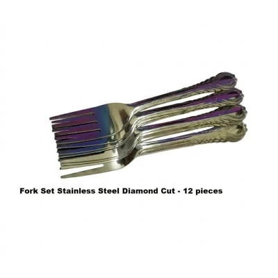 Picture of Fork Set Stainless Steel Diamond Cut - 12 pieces -Silver