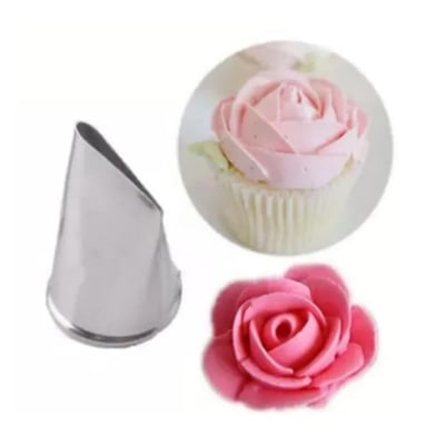 Picture of 1 piece Stainless Steel Rose Flower Design Piping Nozzle For Cake Decoration (Model: Rose Flower) -Silver