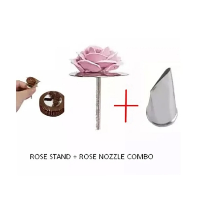 Picture of 1+1 Combo Rose Stand + Rose Nozzle for Cake Decoration -Silver