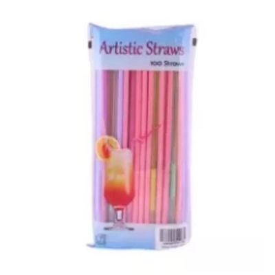Picture of Artistic Straws - 100pcs (Multicolor -Multicolor