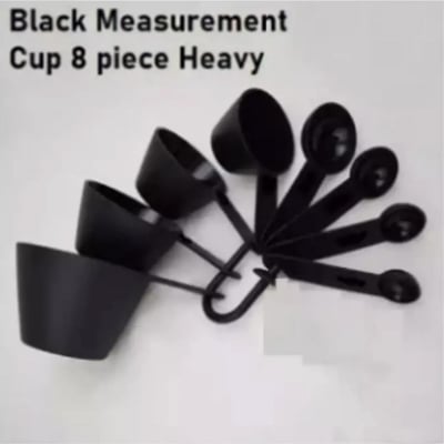 Picture of Professional Measurement Cup and Spoon Set Kitchen Baking Tools 8 piece set - Black -Black