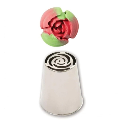 Picture of 1 piece Russian Rose Big Size Piping Nozzle For Cake Decoration (Model: Rose Flower) -Silver