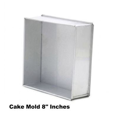 Picture of Aluminium Square Shape Cake Mold 8" Inches -Silver