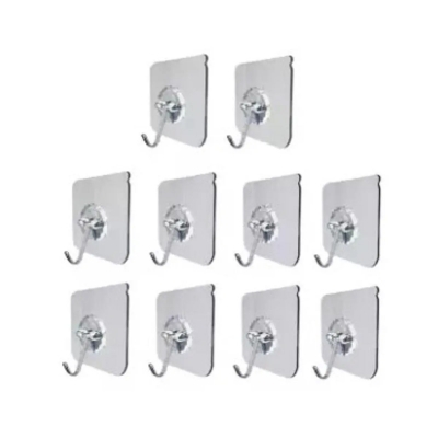 Picture of 10 pcs Adhesive Hooks Heavy Duty Wall Hooks 12 kg (Max) Self Adhesive Hook