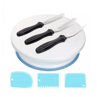 Picture of 7Pcs/Set Cake Rotary Table Set DIY Pastry Accessories Cake Stand Turntable Decorating Baking Tool -White