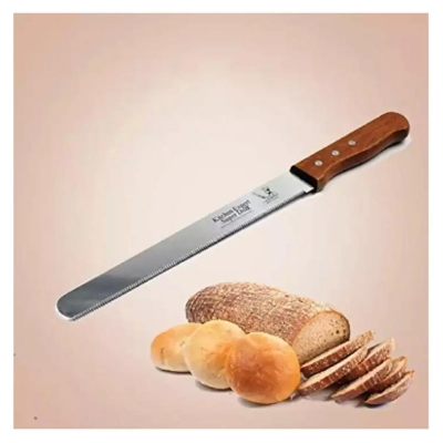 Picture of Home republic -14 INCH Cake Knife Stainless Steel Fine-Tooth Knife with Wooden Handle Bread Cutting Tools -Silver
