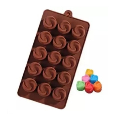 Picture of Rose Shape Silicone Chocolate Bar Mould - 15holes -Chocolate