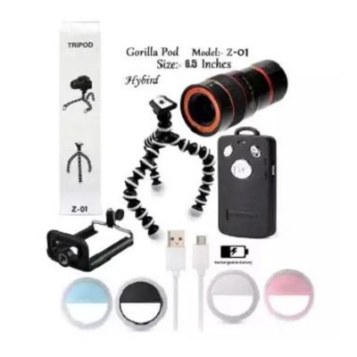 Picture of Gorilla Z-01 Octopus Tripod Stand with Phone Holder Clip Phone Camera Z01 -Black